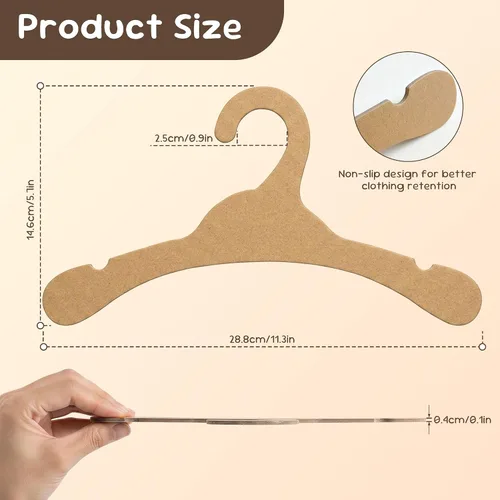 Vista 7 de Perchas de cartón, perchas de cartón respetuosas con el medio ambiente, 32 piezas de perchas para bebés, duraderas, perchas de madera para bebés