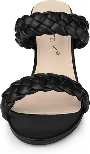Vista 6 de Allegra K Women's Braided Heeled Slip on Chunky Heel Slide Sandals