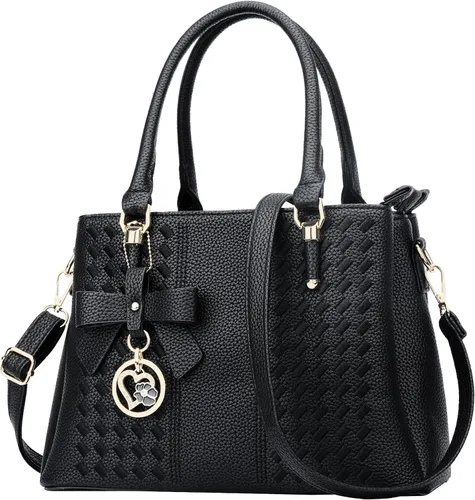 Vista 25 de KKXIU Bolsos tipo satchel para mujer con asa, bolsos de hombro y carteras con bolsillos y cremallera, bolsos cruzados de cuero
