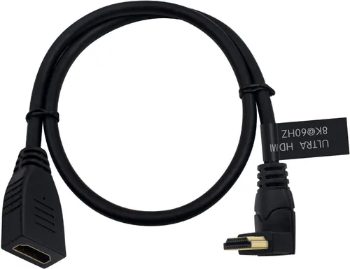 Vista 10 de Poyiccot Cable de extensión HDMI 8K de 2 pies, 48 Gbps 90 grados de ángulo descendente macho a hembra HDMI 2.1 Cable compatible con alta velocidad