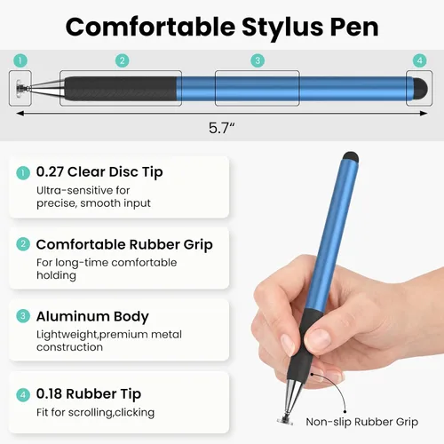 Vista 2 de Stylus Pen for ipad Touchscreen, 2 in 1 Universal Stylus Pens, 3 Pack
