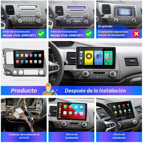 Vista 6 de Para Civic 2006 2007 2008 2009 2010 2011 Radio estéreo inalámbrico Carplay Auto