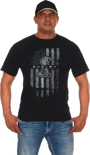 Vista 13 de JH DESIGN GROUP Camiseta de coche para hombre, colección de bandera, 14 nuevas camisas negras de cuello redondo RaM