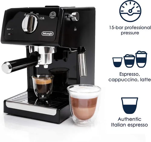Vista 4 de De'Longhi ECP3120 - Máquina de café expreso de 15 bar con sistema avanzado de capuchino, 9.6 x 7.2 x 11.9 pulgadas, negro/acero inoxidable