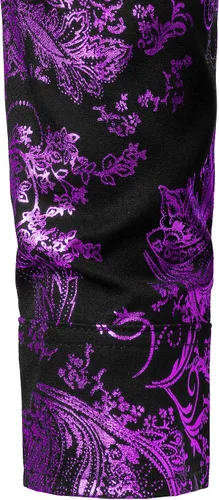 Vista 6 de ZEROYAA Camisa de vestir de cachemira de lujo para hombre, con estampado floral brillante, camisas con botones para fiesta de graduación