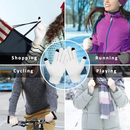 Vista 6 de Cierto Guantes de invierno para mujer para clima frío guantes de punto cálidos para pantalla táctil para mujer Guantes térmicos para exteriores