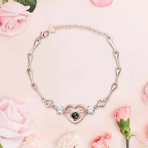 Vista 29 de Godchoices Pulsera de fotos personalizada, pulsera de proyección de fotos con imagen en el interior, collar con texto en inglés "I Love You