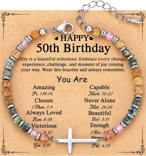Vista 33 de TONY & SANDY Pulsera de cruz cristiana para mujer, regalo de San Valentín para ella, regalo de confirmación de bautismo, Pascua, regalo único