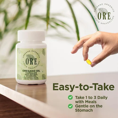 Vista 7 de ORE Aceite de Orégano en Cápsulas Blandas 80% Carvacrol Orégano Silvestre Mexicano Apoyo Herbal Inmunológico y Respiratorio Suplemento Natural