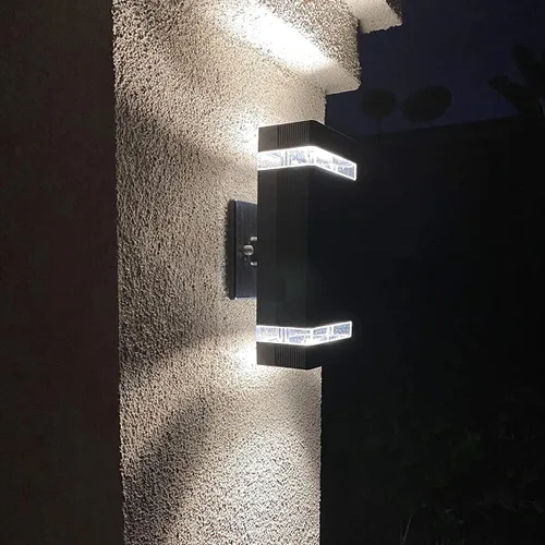 Vista 3 de Moderna luz de pared al aire libre del sensor del atardecer al amanecer lámpara exterior de montaje en pared impermeable antioxidante rectángulo Un