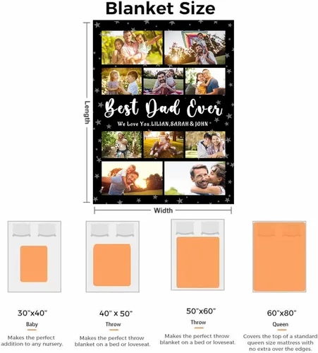 Vista 7 de Manta personalizada con imagen hecha en Estados Unidos, mantas personalizadas con fotos, nombres, manta suave personalizada con imagen personalizada
