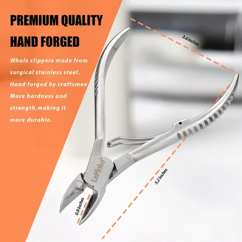 Vista 3 de Cortauñas de podólogo resistentes para uñas gruesas y encarnadas, cortauñas de acero inoxidable forjado a mano para hombres, mujeres y personas