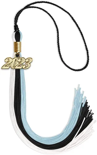 Vista 11 de Endea - Borla de graduación de triple color con gota de fecha dorada (negro/dorado/granate, 2020)