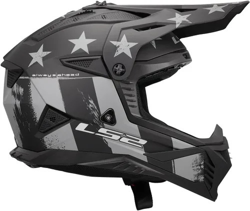 Vista 6 de LS2 Helmets Gate II - Casco integral para motocicleta MX Matte Battle Scar Tonal Gris/Negro