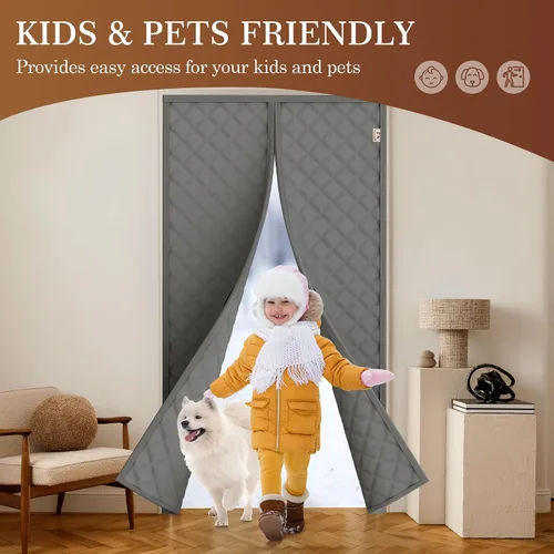Vista 8 de Yotache - Cortina magnética aislada térmica para puerta, se adapta a puertas de 28 x 78 pulgadas, cortina de 30" x 80", material Oxford resistente a