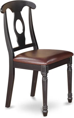Vista 5 de East West Furniture El juego de habitación ANKE3-BLK-LC de 3 piezas contiene una mesa de cocina redonda con pedestal y 2 sillas de comedor tapizadas