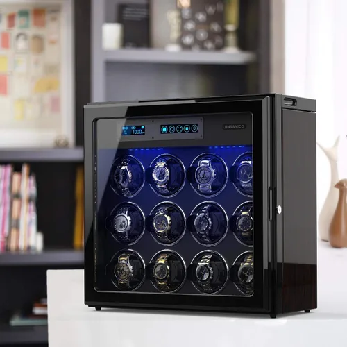Vista 5 de 12 bobinadores de relojes automáticos con 6 espacios de almacenamiento, almohadas de reloj ajustables, caja de bobinadora de reloj en carcasa