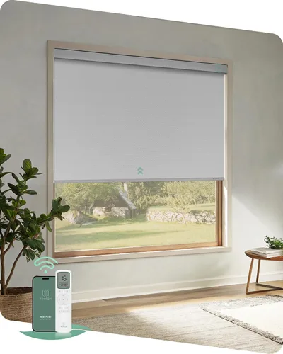 Vista 19 de Yoolax Persianas motorizadas con control remoto, persianas opacas remotas para ventanas, persianas enrollables automáticas inalámbricas persianas