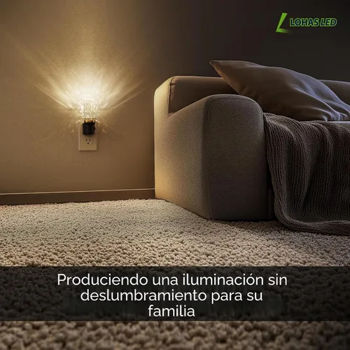 Vista 6 de L LOHAS LED - Luz nocturna enchufable con sensor de luz, 0-100Lm de brillo ajustable, 3000K blanco suave, luz nocturna decorativa de acrílico