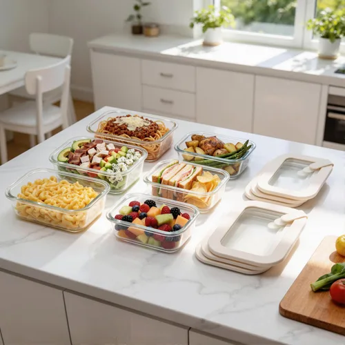 Vista 7 de Urban Green Contenedores de vidrio para almacenamiento de alimentos con tapas de vidrio, juego de recipientes de alimentos aptos para microondas