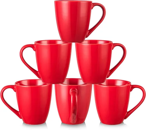 Vista 7 de vicrays Juego de tazas de café, 12 onzas, juego de 6, tazas de cerámica para hombres y mujeres, tazas esmaltadas únicas con asa para café, té