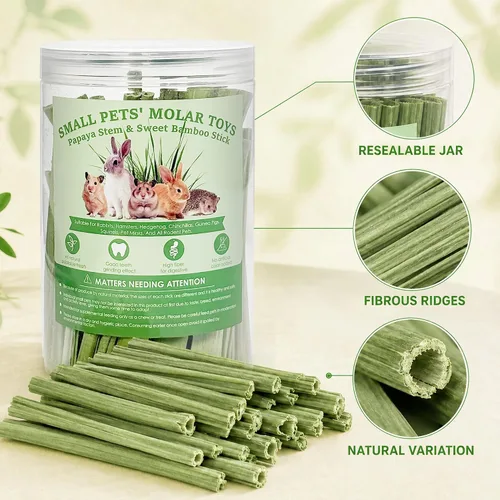 Vista 2 de 60 palitos masticables de conejo, juguetes molares para conejillos
