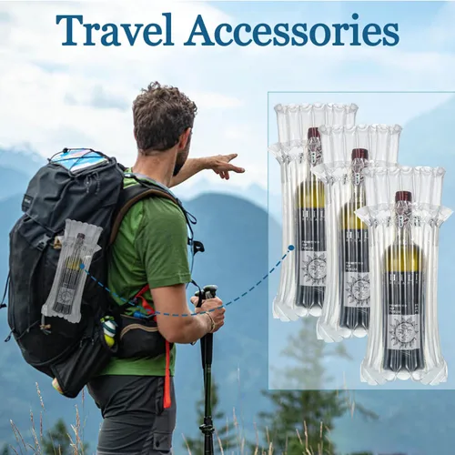 Vista 7 de Bolsas protectoras de viaje para botella de vino, 50 bolsas de aire de embalaje con bomba de inflado de aire, transparente