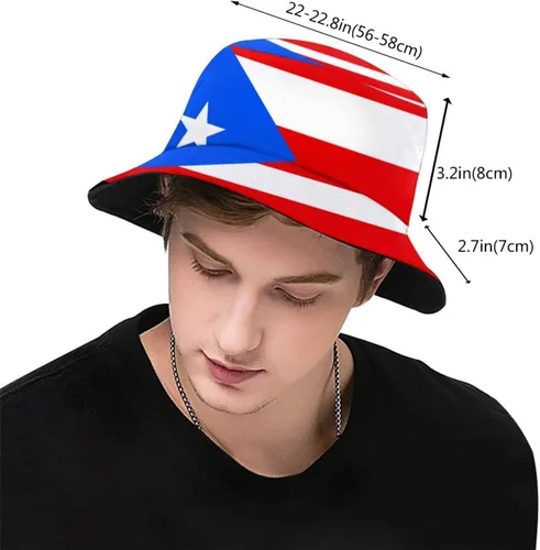 Vista 3 de Sombrero de pescador de Puerto Rico, lindo sombrero de pescador, sombreros de pescador con bandera de Pr Sombrero de sol para pesca, senderismo