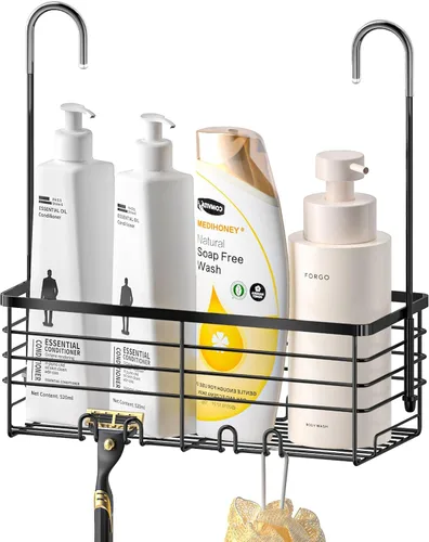Vista 9 de SHANSHUI Organizador de Ducha Colgante, Organizador Doble para Baño, Cesta Organizadora de Ducha, Soporte para Champú, Estante de Ducha sobre Puerta