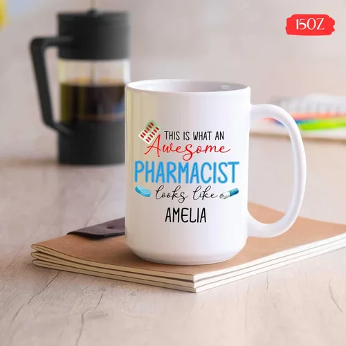 Vista 5 de This Is What An Awesome Pharmacist Looks Like taza, taza de farmacéutico personalizada, taza de café farmacéutico para farmacéutico, taza