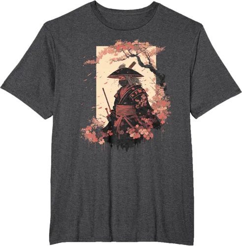 Vista 61 de Camiseta estética vintage samurái de arte japonés samurái retro cereza, Negro