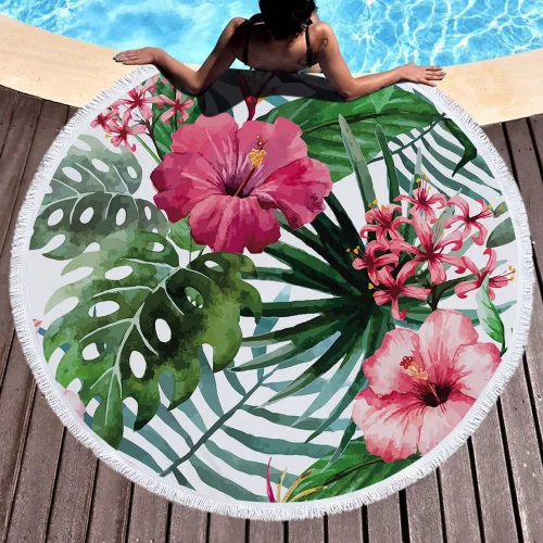 Vista 7 de Violet Mist Toalla de playa redonda de piña colorida con mandala, manta de playa de 60 pulgadas, manta de microfibra extra grande para piscina