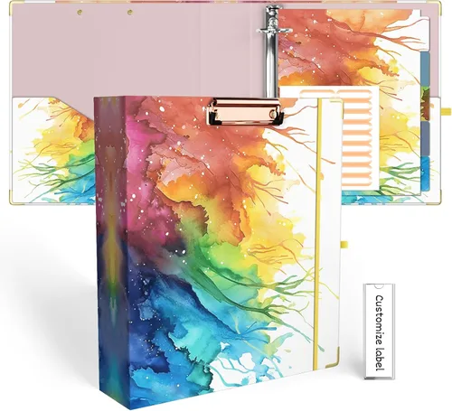 Vista 25 de EYROZILL Mini carpeta de 3 anillas, 5.5" x 8.5", de 1 pulgada con bolsillos, carpeta con portapapeles para estilo de cabello del cliente, estuche