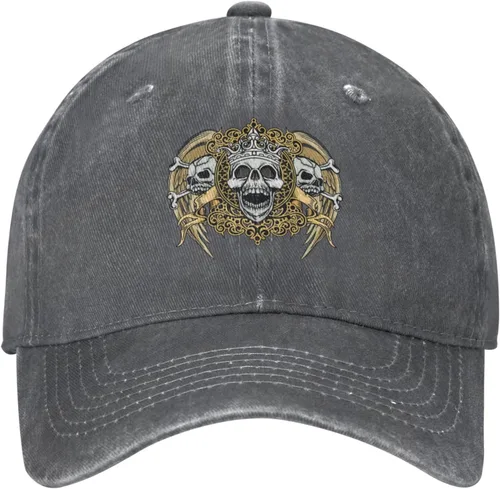 Vista 2 de of Hell Skull with Angel Gorra de béisbol unisex para adultos, lavada, ajustable, para actividades de cuatro estaciones, para todo entrenamiento