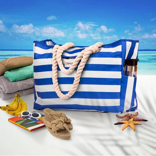 Vista 7 de SHYLERO La bolsa de playa y la bolsa de piscina tiene bolsa hermética, cierre magnético a presión. La bolsa de playa es repelente al agua.