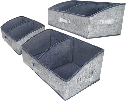 Vista 8 de Paquete de 3 contenedores de almacenamiento para armario, caja de almacenamiento grande trapezoidal, cestas de tela plegables para organizar ropa