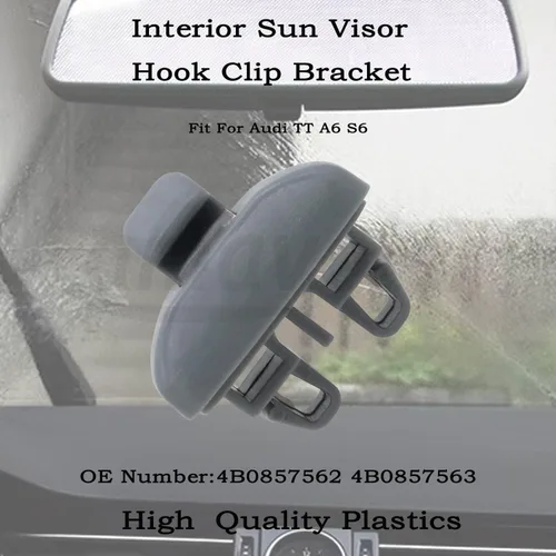 Vista 3 de 2 PCS 4B0857562 Soporte de clip de gancho para visera solar interior apto para Audi TT A6 S6.OEM: 4B0857562 4B0857563. (gris)