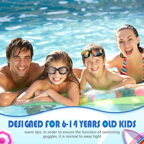 Vista 8 de Paquete de 8 gafas de natación para niños de 6 a 14 años, antiniebla, UV, para piscina de agua, sin fugas, para niños, niñas, adolescentes