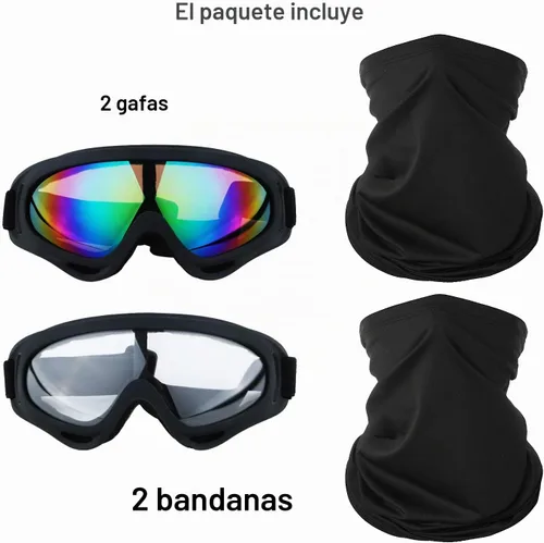 Vista 6 de LJDJ Motorcycle Goggles 2 Pack Dirt Bike with Neck Breathable Bandana Mask