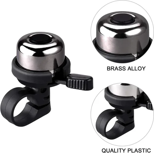 Vista 2 de Campana de bicicleta, paquete de 2 mini campanas de anillo de bicicleta de latón para bicicleta de montaña, bicicleta de carretera, accesorios