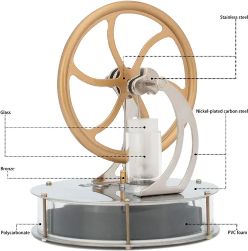 Vista 4 de DjuiinoStar - Motor Stirling de baja temperatura más clásico, temporizador de café único, mejor opción de regalo, juguete educativo, modelo de motor