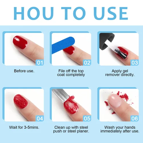 Vista 8 de Quitaesmalte Rápido para Esmalte de Uñas en Gel, Quitaesmalte de Gel Mágico Elimina Fácilmente el Esmalte en 3 Minutos, Sin Remojo ni Envoltorio