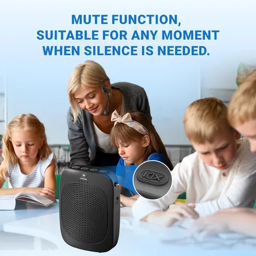 Vista 5 de Amplificador de voz Bluetooth con micrófono inalámbrico con gancho para la oreja, micrófono inalámbrico con combo de altavoces, mini megáfono