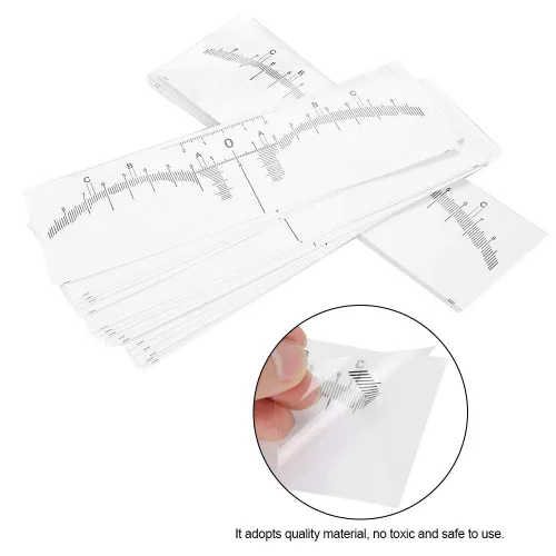 Vista 6 de 50 calcomanías de regla de cejas, regla adhesiva desechable para mapeo de cejas, herramienta de medición de cejas para microblading, extensiones