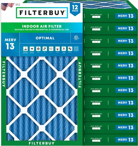 Vista 13 de Filterbuy Filtro de aire de 8 x 14 x 1 pulgadas MERV 13 de defensa óptima (paquete de 12), filtros de aire de repuesto plisados HVAC para calderas