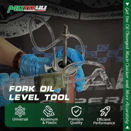 Vista 2 de MOTO4U Kit de ajuste de aceite de horquilla - Jeringa de 2.0 fl oz con anillo ajustable para suspensión de horquilla de motocicleta