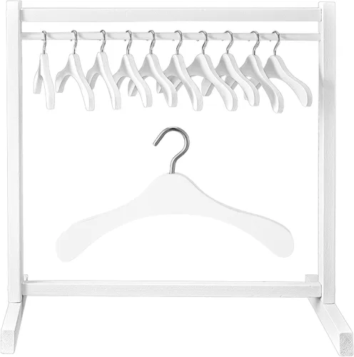 Vista 7 de Civaner Perchero de ropa de muñeca con colgador de madera para ropa de muñeca de 18 pulgadas, mini perchas para armario, accesorios de muebles