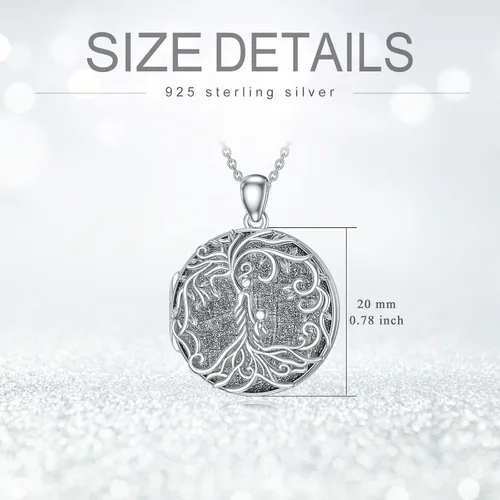 Vista 3 de TOUPOP Collar con medallón de árbol de la vida para madre y 1 niño2 niños3 niños4 niños5 niños, collar de medallón de plata de ley para fotos