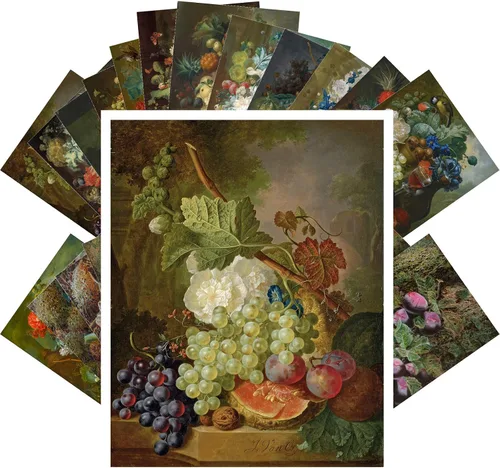 Vista 22 de PIXILUV Johann - Postales vintage (24 unidades), diseño de flores salvajes, jardín, aun vida, arte de pintura de museo antiguo, reimpresión