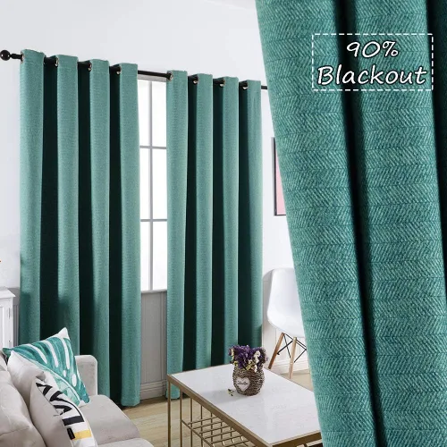 Vista 10 de Cortinas 100% opacas con forro negro, paneles de ojales con textura de espiga con aislamiento térmico y reducción de ruido, oscurecimiento total